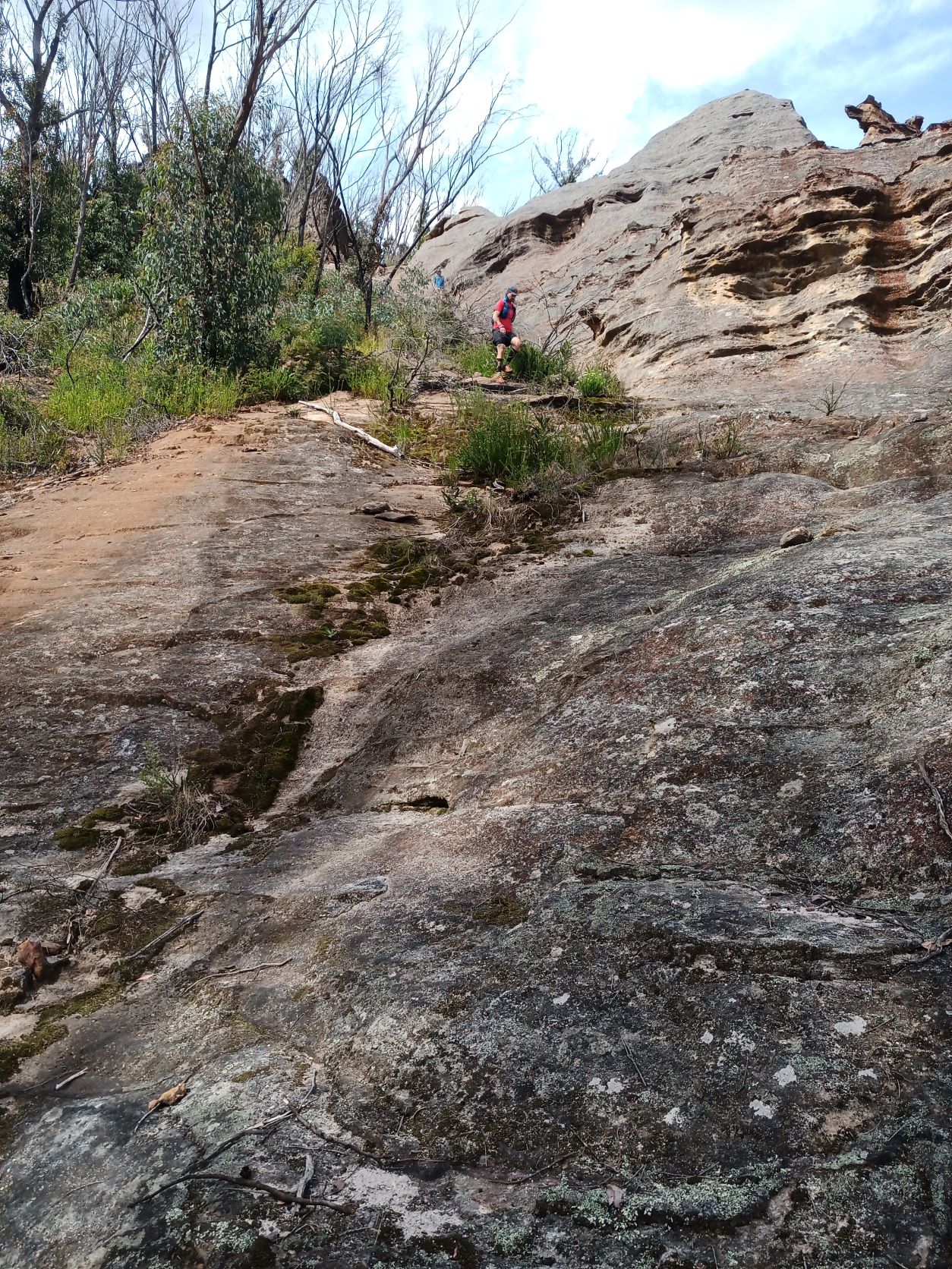 Returning down the pagoda into Mcleans Pass