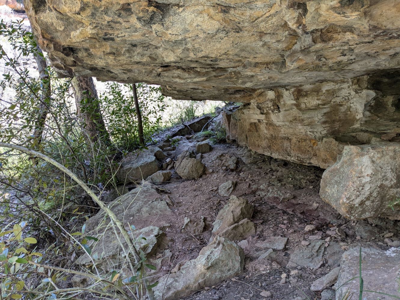 Low Cave marks start of ledge to Cave 2