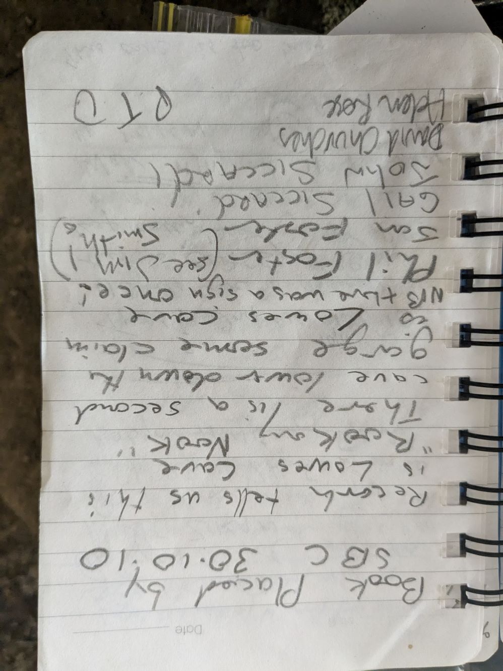 Cave 1 visitors book